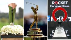 The Genesis Invitational, Players Championship and Rocket Mortgage Classic trophies