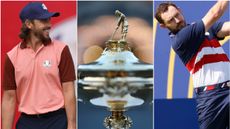 Tommy Fleetwood and Patrick Cantlay pictured either side of the Ryder Cup ahead of Bethpage Black in 2025