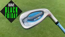 The XXIO 13 Irons on a green background